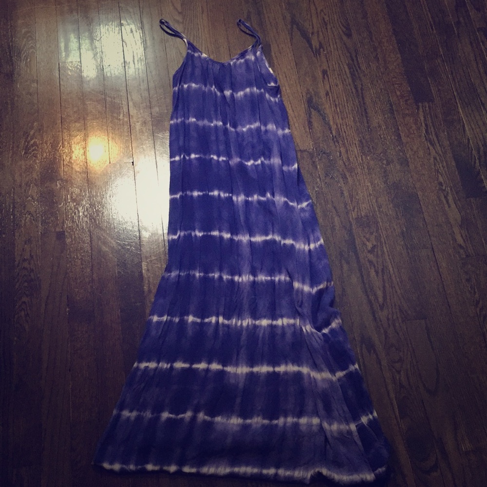Blue striped tye dye maxi dress